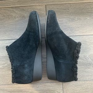 Cole Haan black suede ankle wedge boots